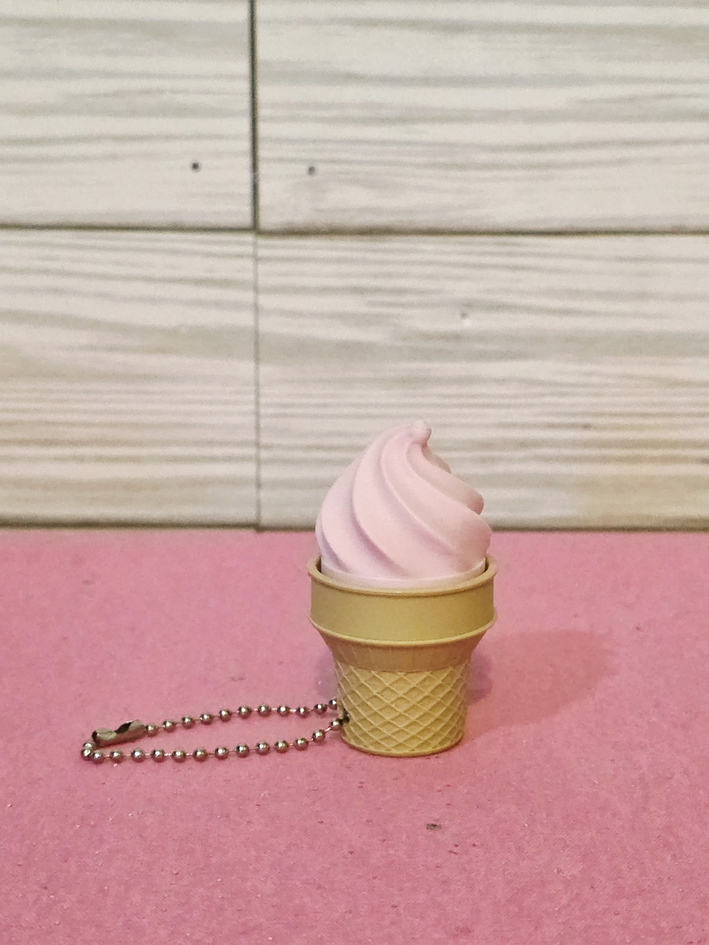 Light Pink Ice Cream Cone Clicker Keychain Fidget Toy